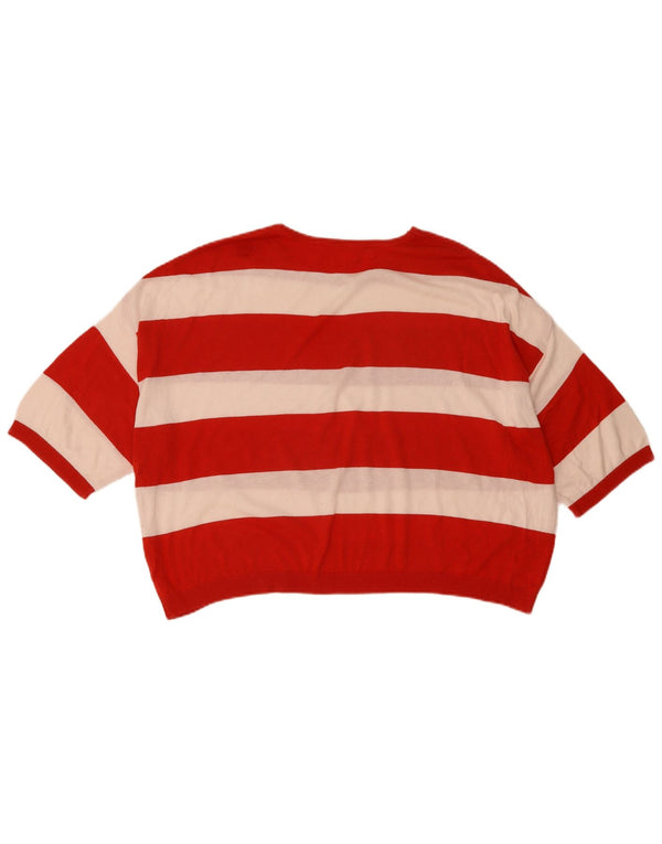 Zara Dame Oversized Crop Crew Neck Jumper Sweater UK 14 Medium Red