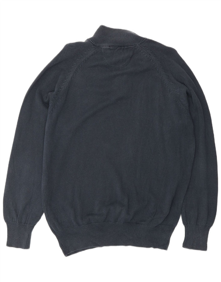 Slam Herre Zip Neck Jumper Sweater XL Navy Blue Bomuld