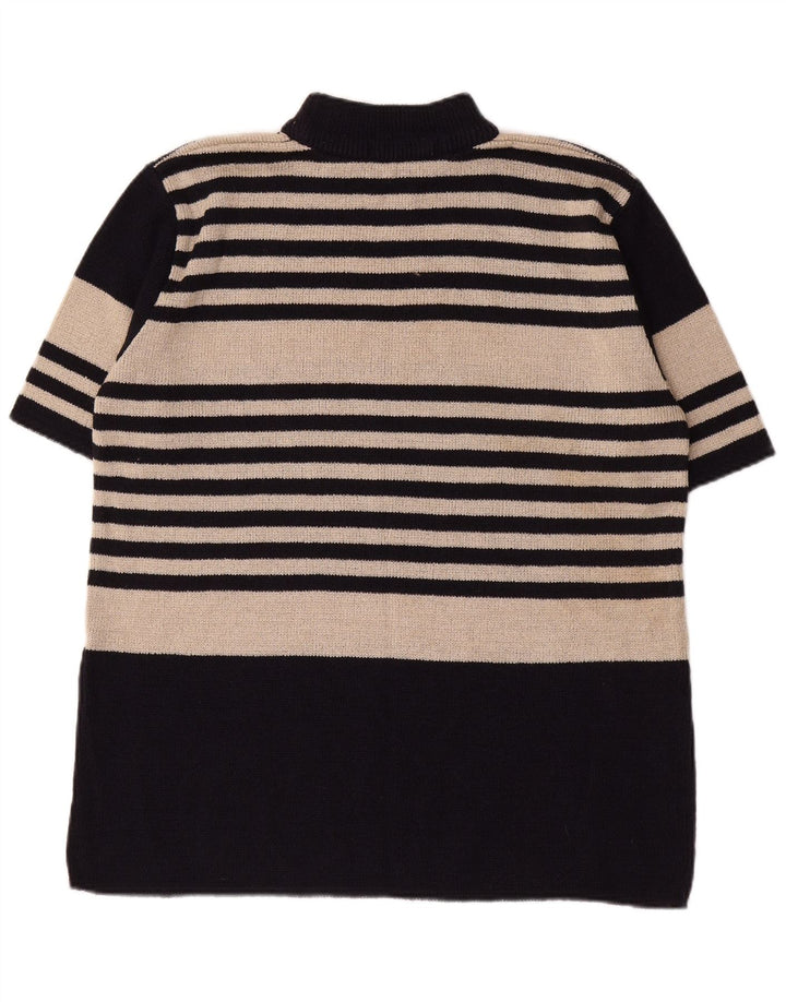 ST. BERNARD Dame Turtle Neck Sweater UK 14/16 Stor sort stribet