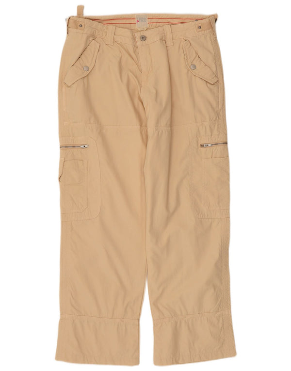 Tænk Pink Dame Straight Cargo Bukser Large W34 L28 Beige Bomuld