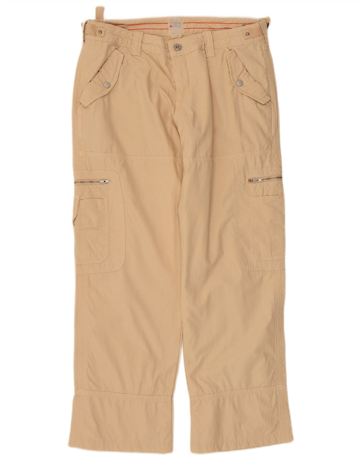 Tænk Pink Dame Straight Cargo Bukser Large W34 L28 Beige Bomuld
