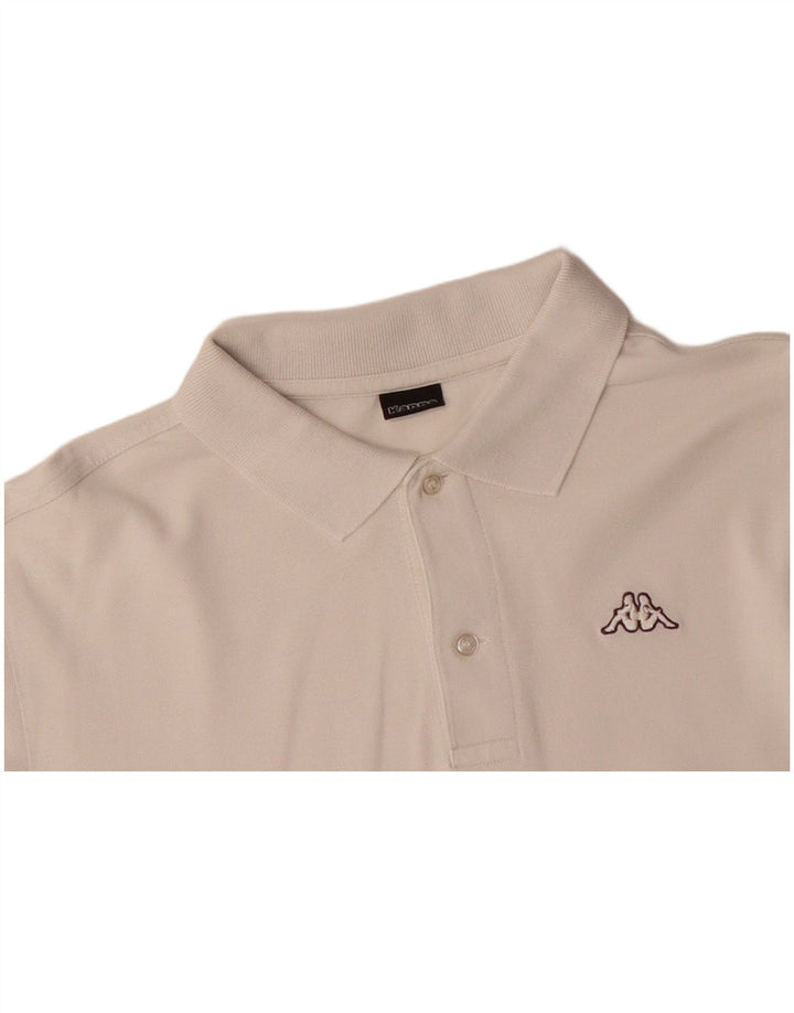 KAPPA Mens Long Sleeve Polo Shirt Medium Off White Cotton
