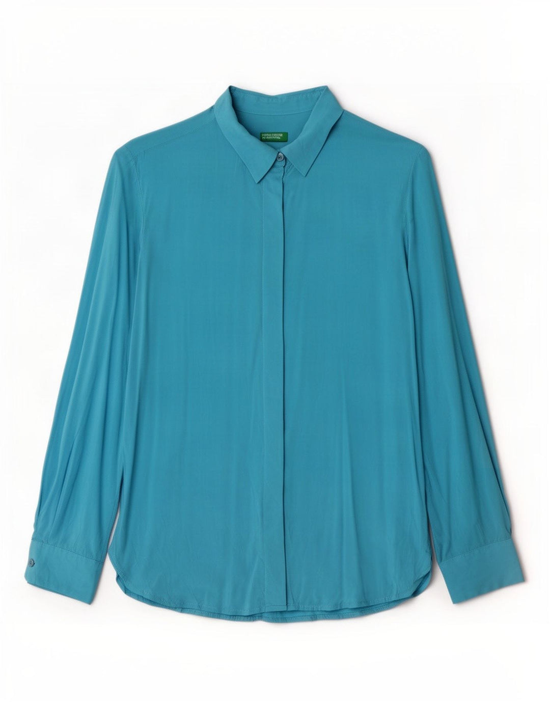 Benetton Dameskjorte UK 10 Small Blue Viscose