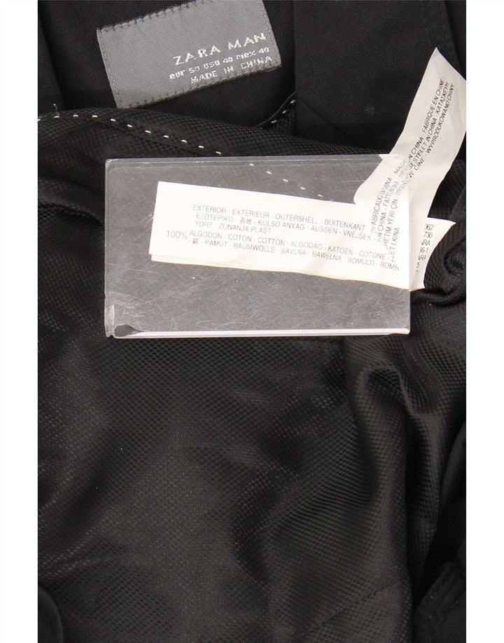 Zara Herre 2-knaps blazerjakke EU 50 Medium Sort Bomuld