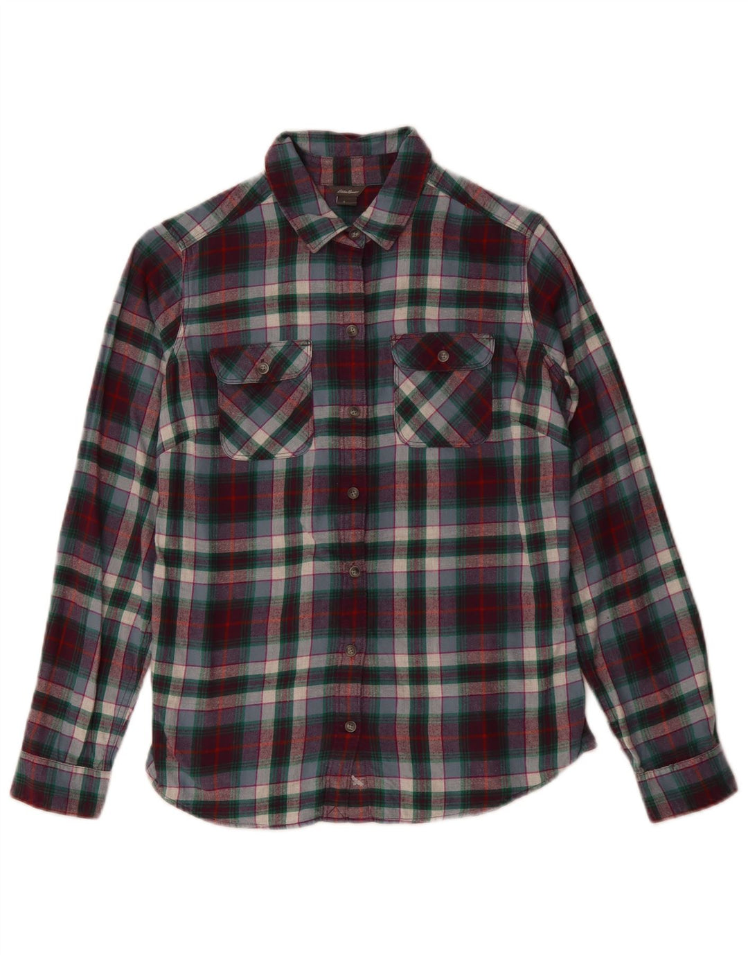 Eddie Bauer Dame Flannel Shirt UK 10 Small Flerfarvet Ternet Bomuld