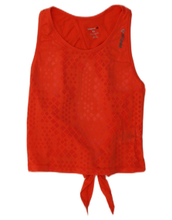 Reebok Womens Crop Vest Top UK 4/6 XS Orange Geometrisk Bomuld
