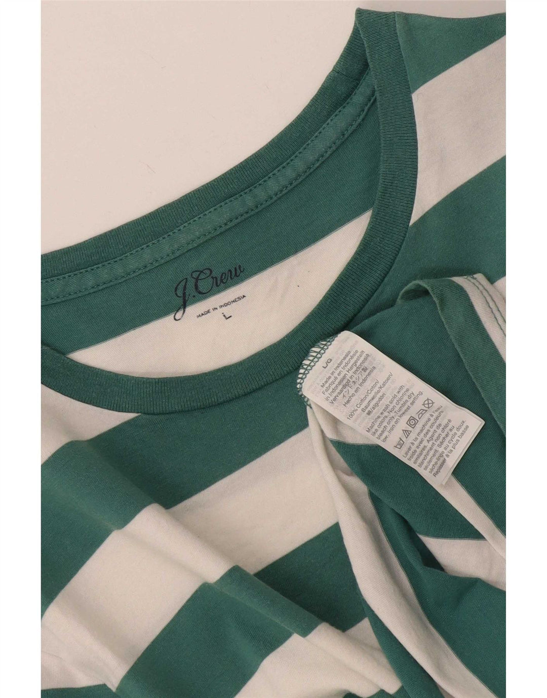 J. Crew Herre T-Shirt Top Stor Grøn Stribet Bomuld