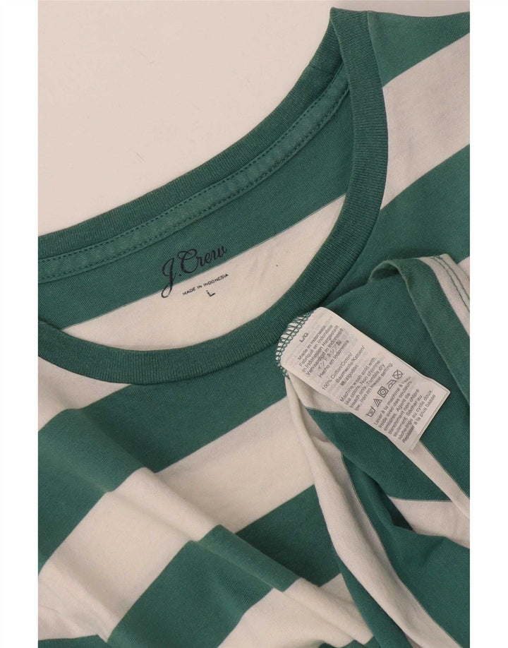 J. Crew Herre T-Shirt Top Stor Grøn Stribet Bomuld