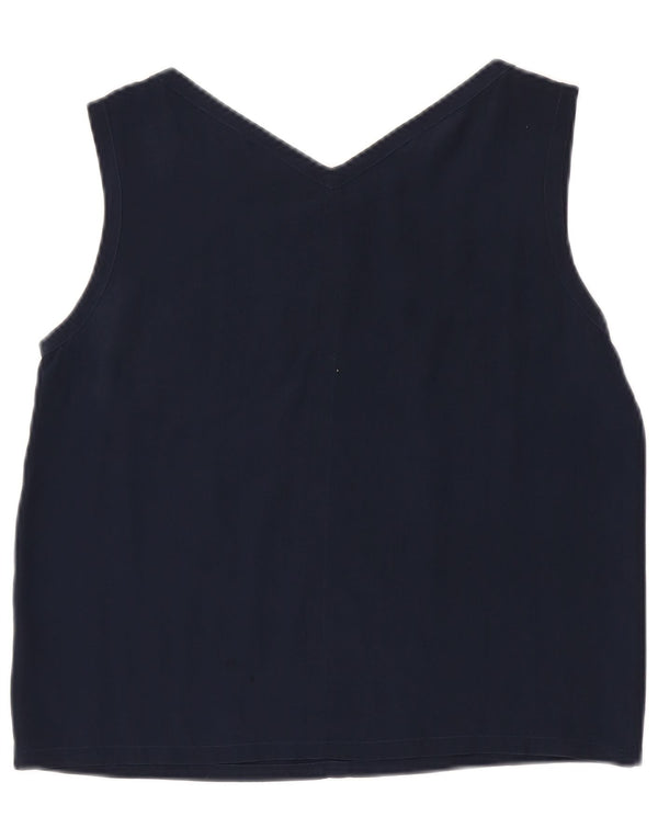 Ball On Dame Vest Top UK 10 Small Navy Blue Silk