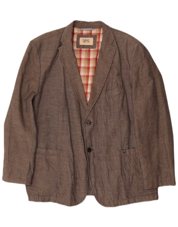 Camel Active Herre 2 Button Blazer Jacket UK 44 2XL Brown Linen