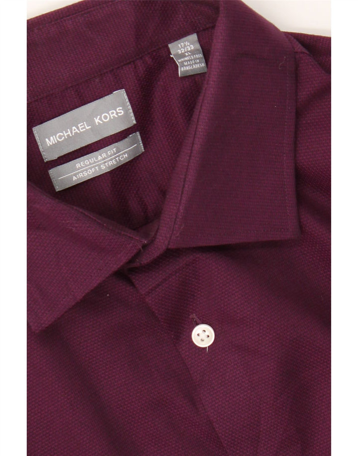 MICHAEL KORS Mens Regular Fit Shirt Size 17 1/2 XL Maroon Cotton Vintage Michael Kors and Second-Hand Michael Kors from Messina Hembry 