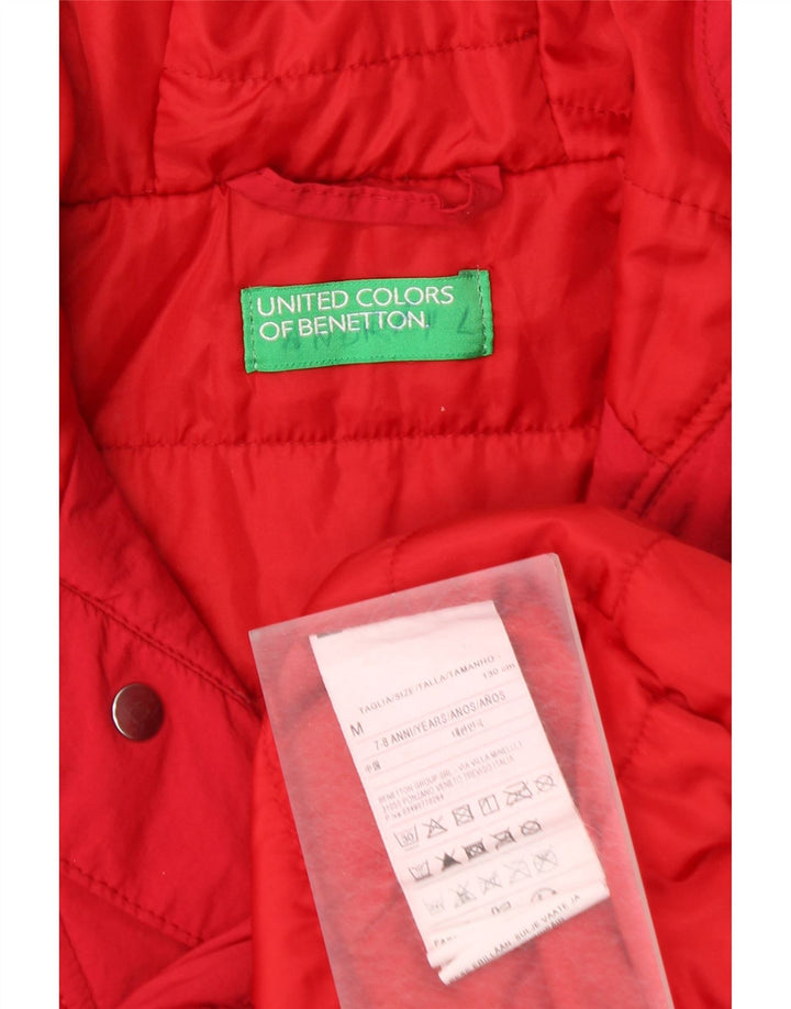 BENETTON Boys Hooded Anorak Jacket 7-8 Years Medium Red Polyamide