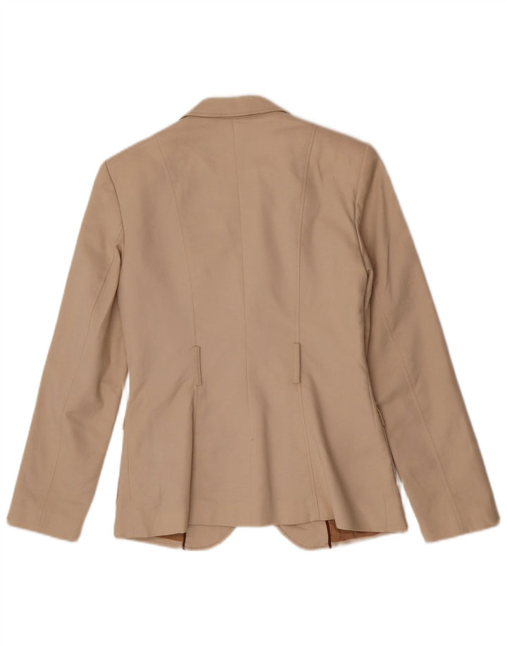 Zara Dame 2 Button Blazer Jacket UK 14 Medium Beige Bomuld