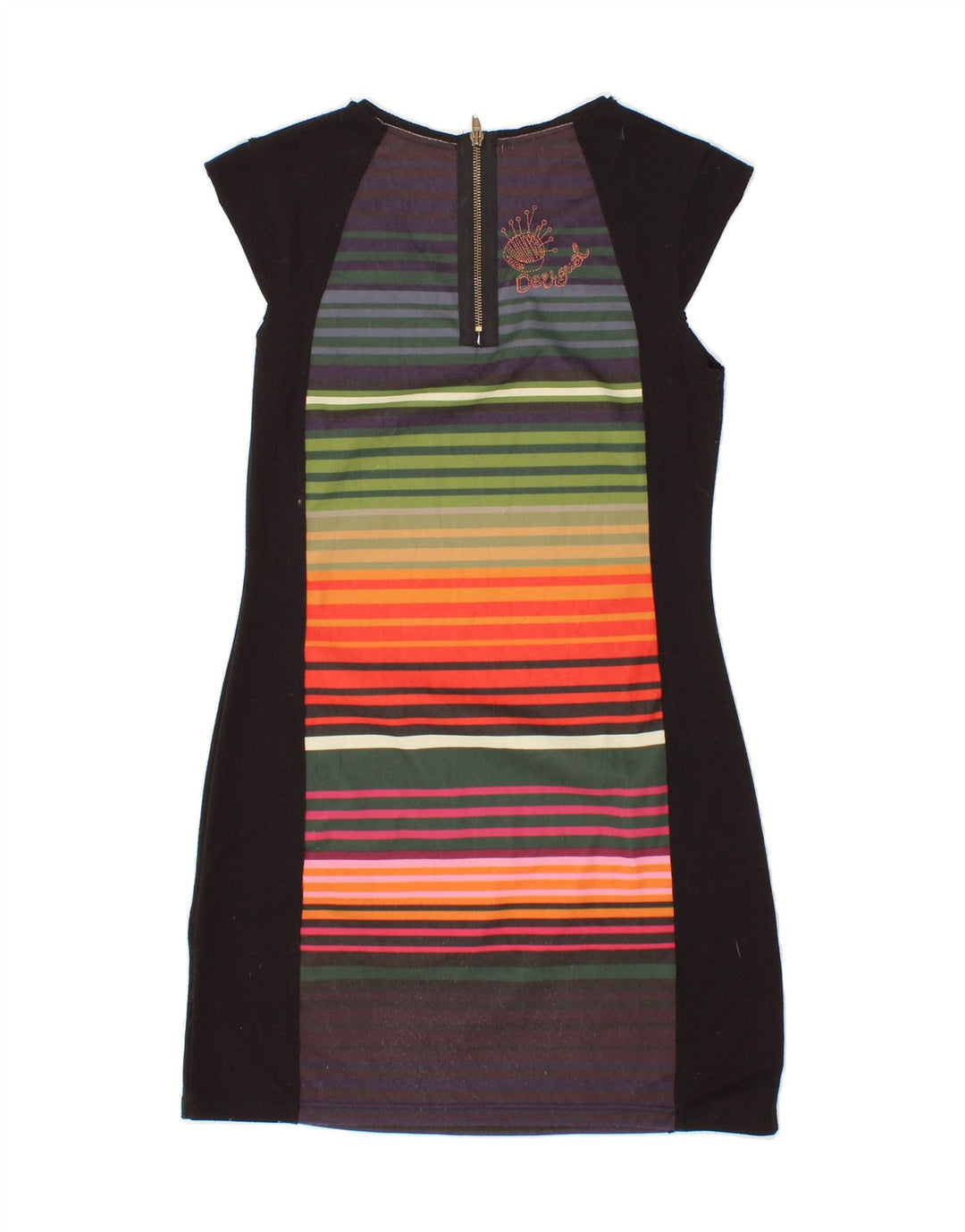 DESIGUAL Womens Sheath Dress UK 8 Small Black Striped Vintage Desigual and Second-Hand Desigual from Messina Hembry 