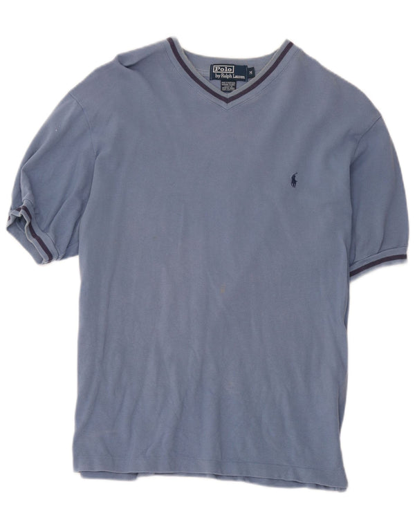 Polo Ralph Lauren Dame T-Shirt Top UK 14 Medium Blue Bomuld