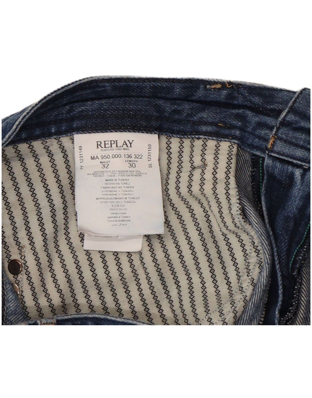 Replay Herre Rob Straight Jeans W32 L30 Blå Bomuld