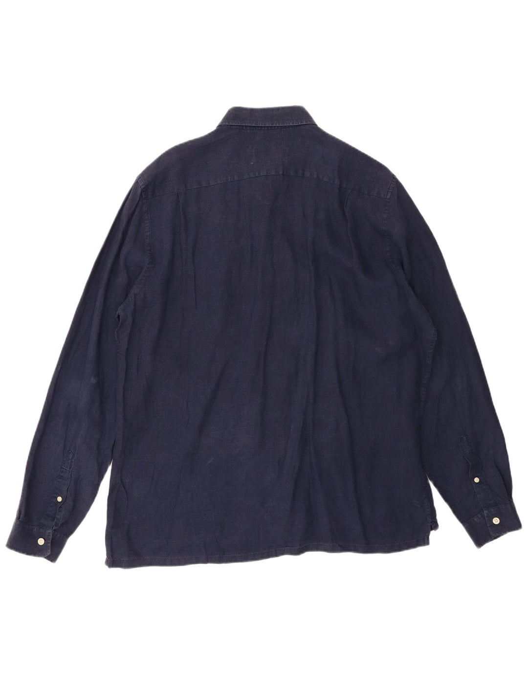 LACOSTE Herre Regular Fit skjorte str. 43 Large Navy Blue Linen