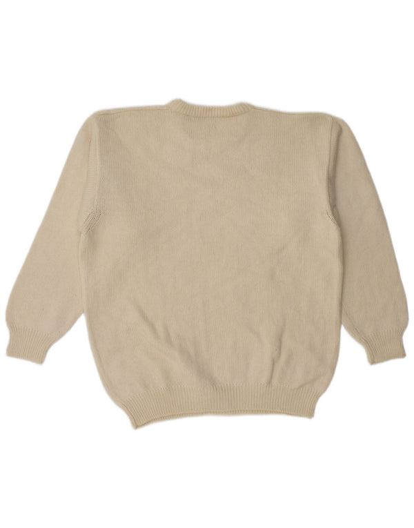 Pollini Mens Crew Neck Jumper Sweater IT 52 Large Beige Wool