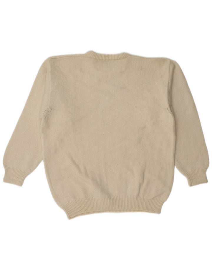 Pollini Herre Crew Neck Jumper Sweater IT 52 Stor Beige Uld