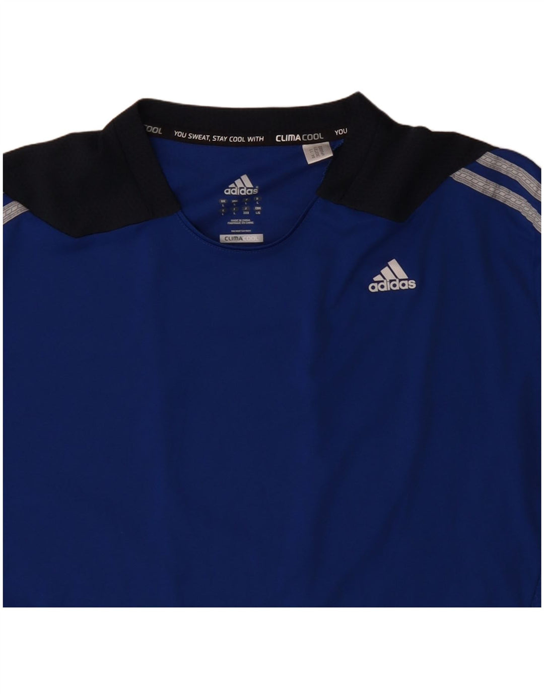 ADIDAS Herre Climacool T-Shirt Top Stor Blå Colourblock Polyester