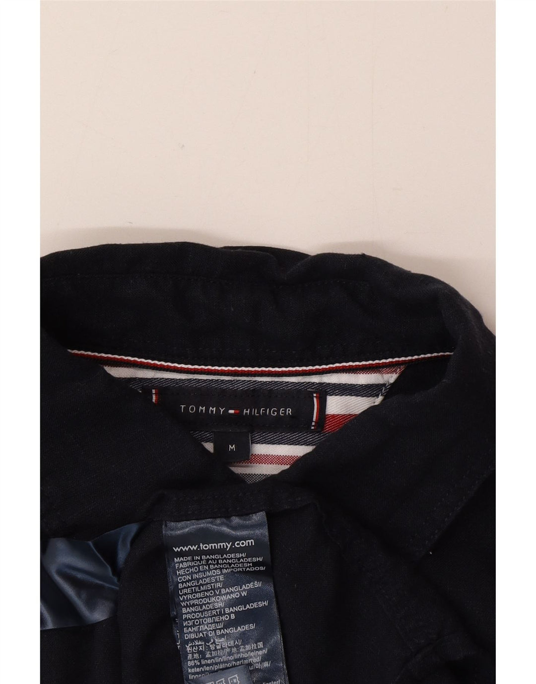 Tommy Hilfiger Kortærmet Herreskjorte Medium Navy Blue Linen