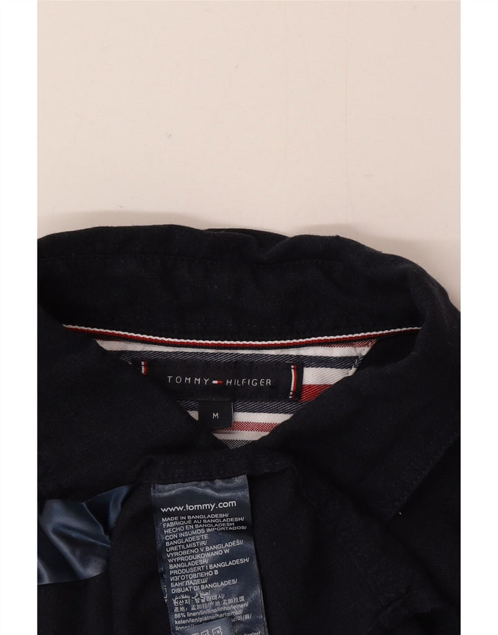 Tommy Hilfiger Kortærmet Herreskjorte Medium Navy Blue Linen