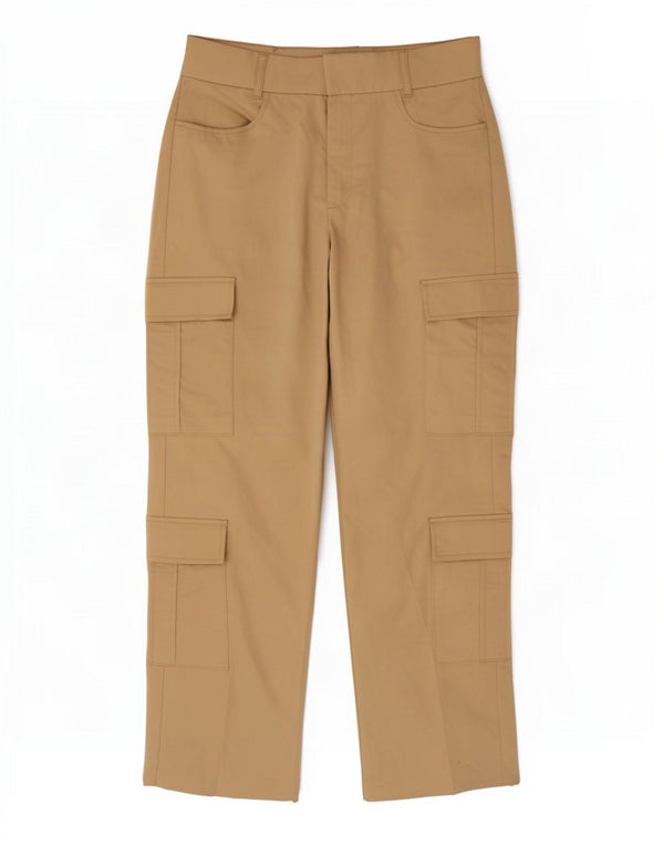 Zara Dame Straight Cargo Bukser Large W30 L28 Beige Bomuld