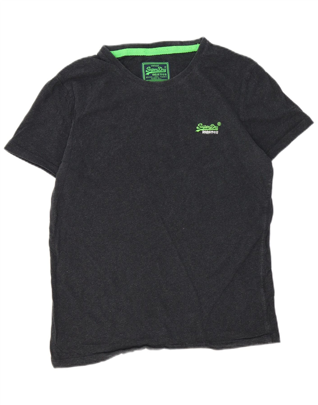 SUPERDRY Dame T-Shirt Top UK 16 Stor Grå Bomuld
