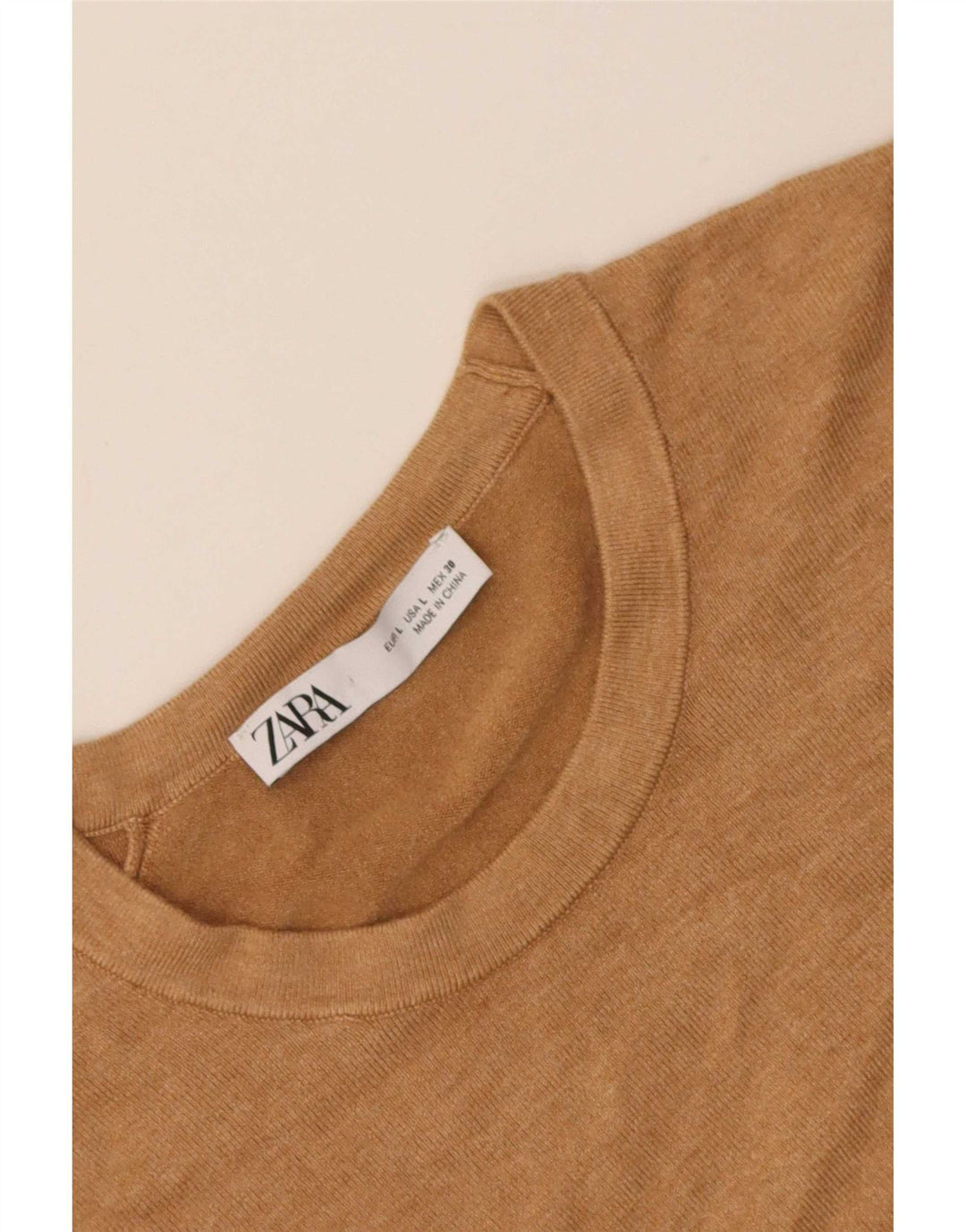 Zara Dame Jumper Sweater UK 16 Stor Beige