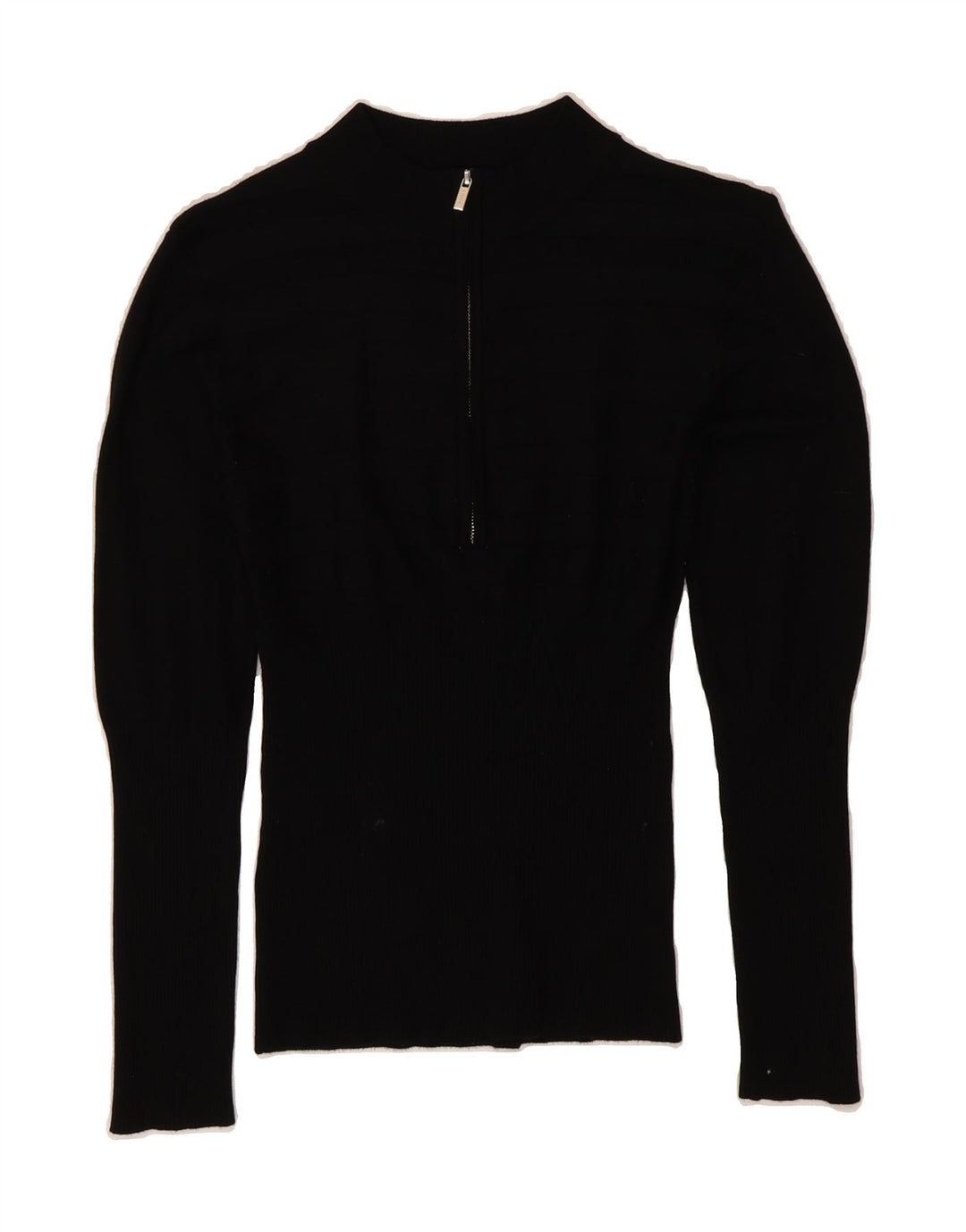 MORGAN Womens Zip Neck Jumper Sweater UK 12 Medium Black Vintage Morgan and Second-Hand Morgan from Messina Hembry 