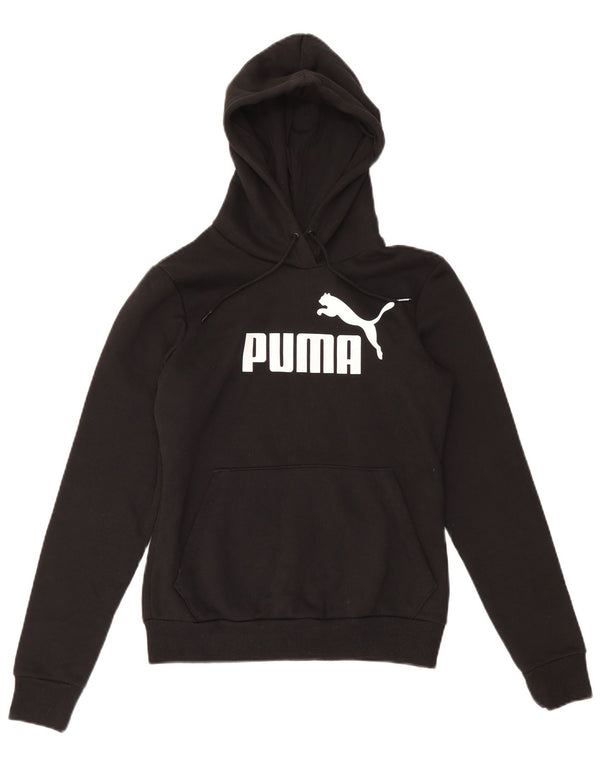 Puma Graphic Hoodie Jumper UK 10 Small Black Bomuld