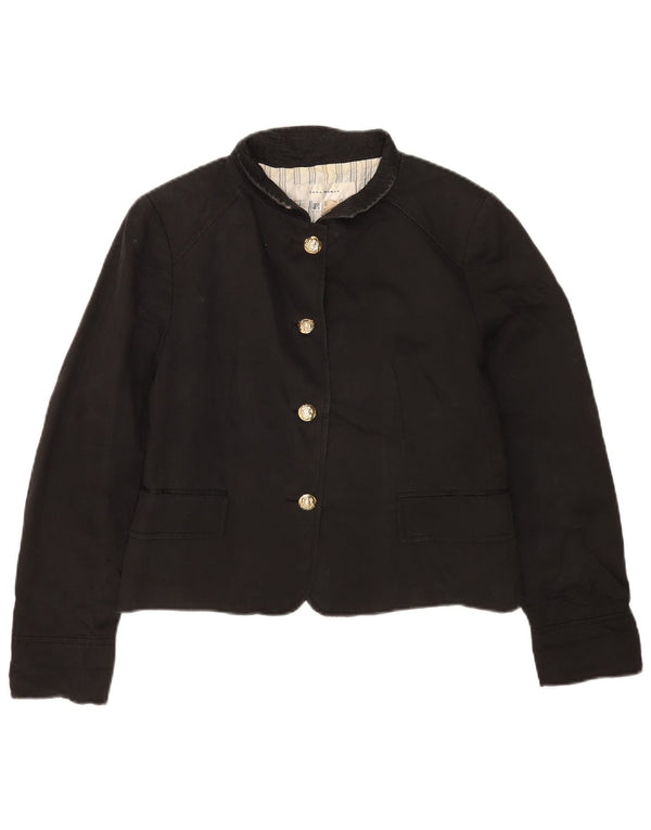 Zara Womens Crop Bomber Jacket UK 18 XL Sort Bomuld