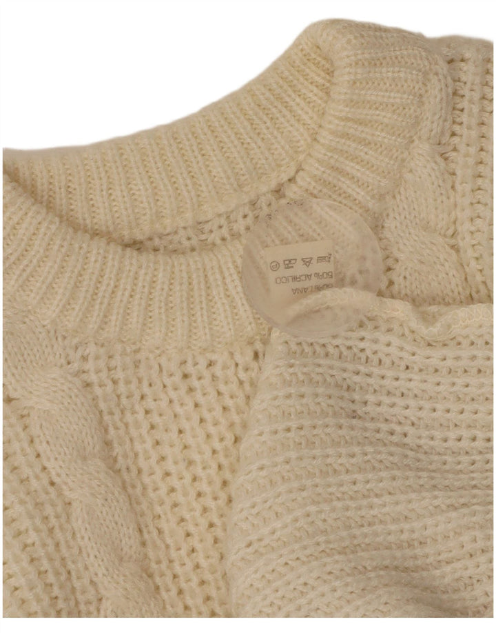 Vintage dame sweater med rund hals DK 16 Stor off white uld