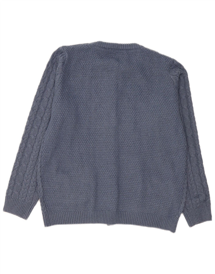 Vintage Dame Loose Fit Cardigan Sweater UK 14 Medium Blue Polyester