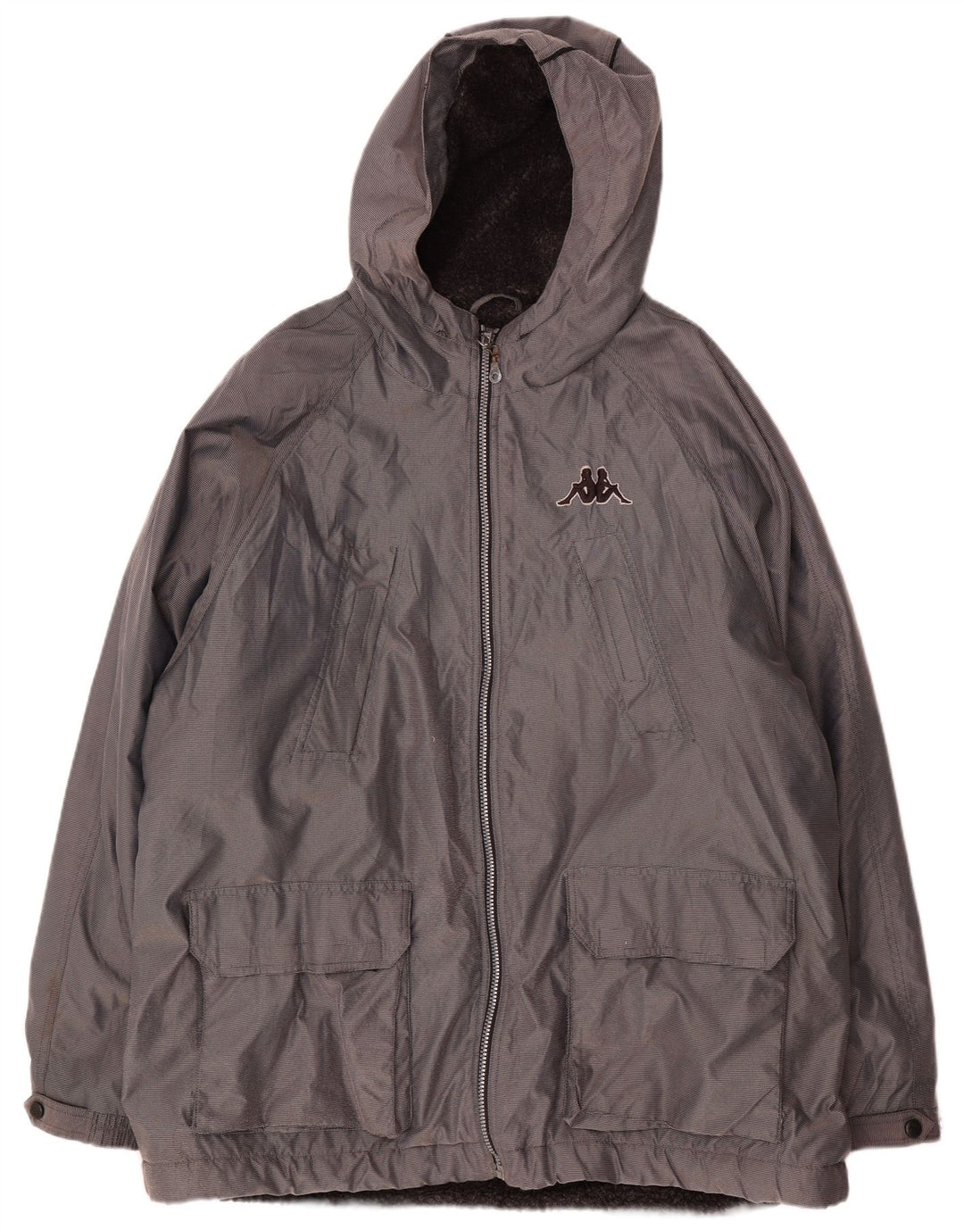 Kappa Boys Hooded Windbreaker Coat 14-15 år Stor Grå Akryl