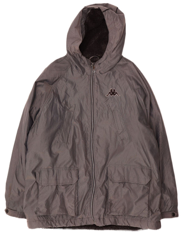 Kappa Boys Hooded Windbreaker Coat 14-15 år Stor Grå Akryl