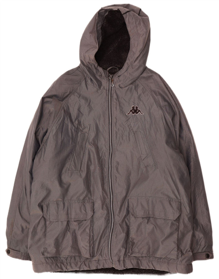 Kappa Boys Hooded Windbreaker Coat 14-15 år Stor Grå Akryl