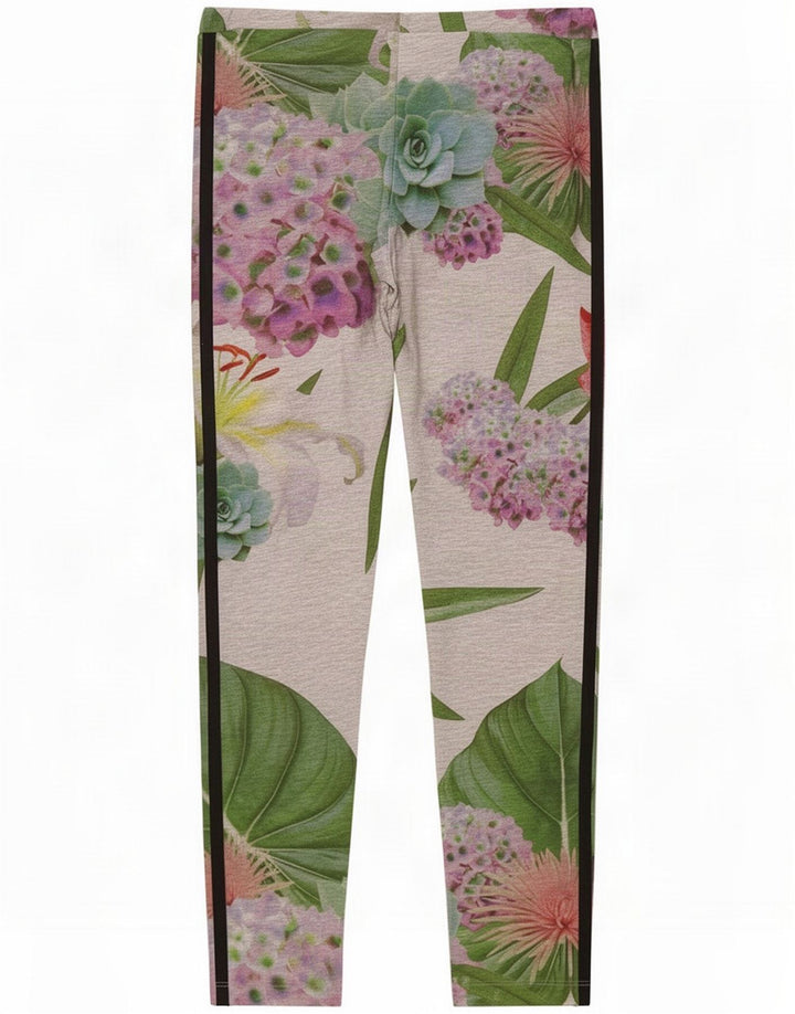Adidas Womens Crop Leggings UK 12 Medium Grey Floral Polyester