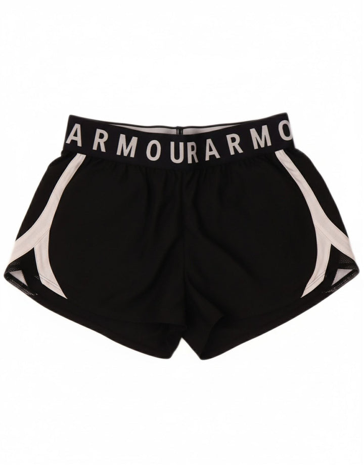 UNDER ARMOUR Womens Graphic Sport Shorts UK 6 XS  Black Polyester