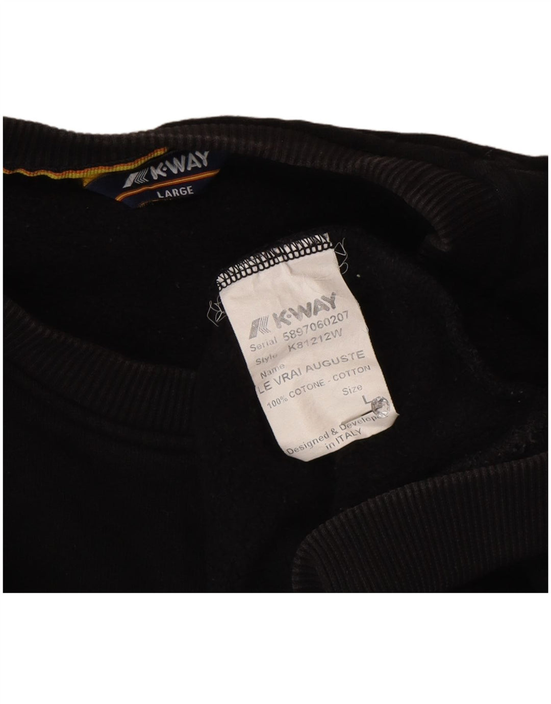 K-Way Herre Sweatshirt Jumper Stor Sort Bomuld