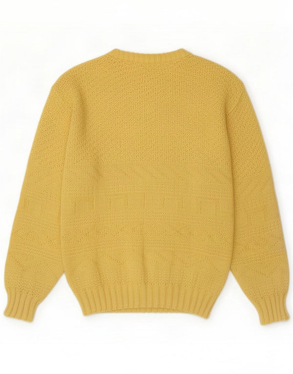 Vintage Dame Boat Neck Jumper Sweater UK 14 Medium Yellow