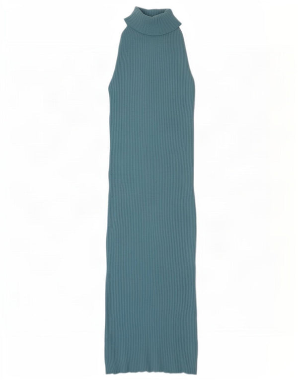 Zara Womens Maxi Halter Dress UK 12 Medium Blue Nylon