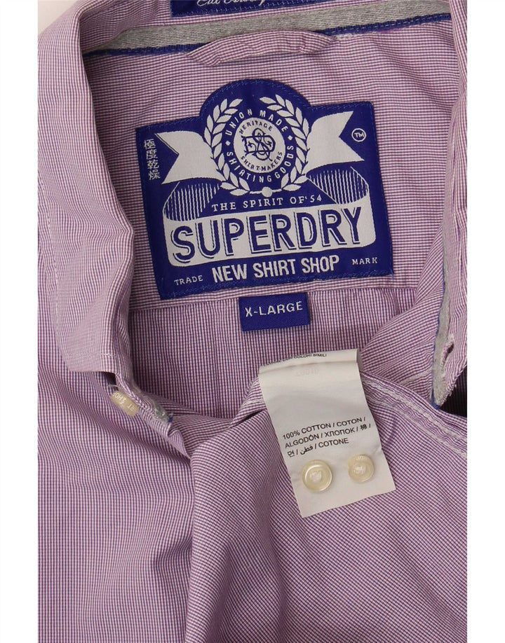 Superdry Herreskjorte XL Lilla Gingham Cotton