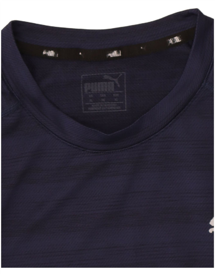Puma herre T-shirt top XL marineblå stribet