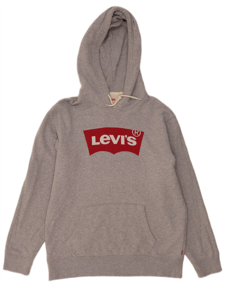 Levi's Grafisk hættetrøje til mænd mellemgrå flækket bomuld