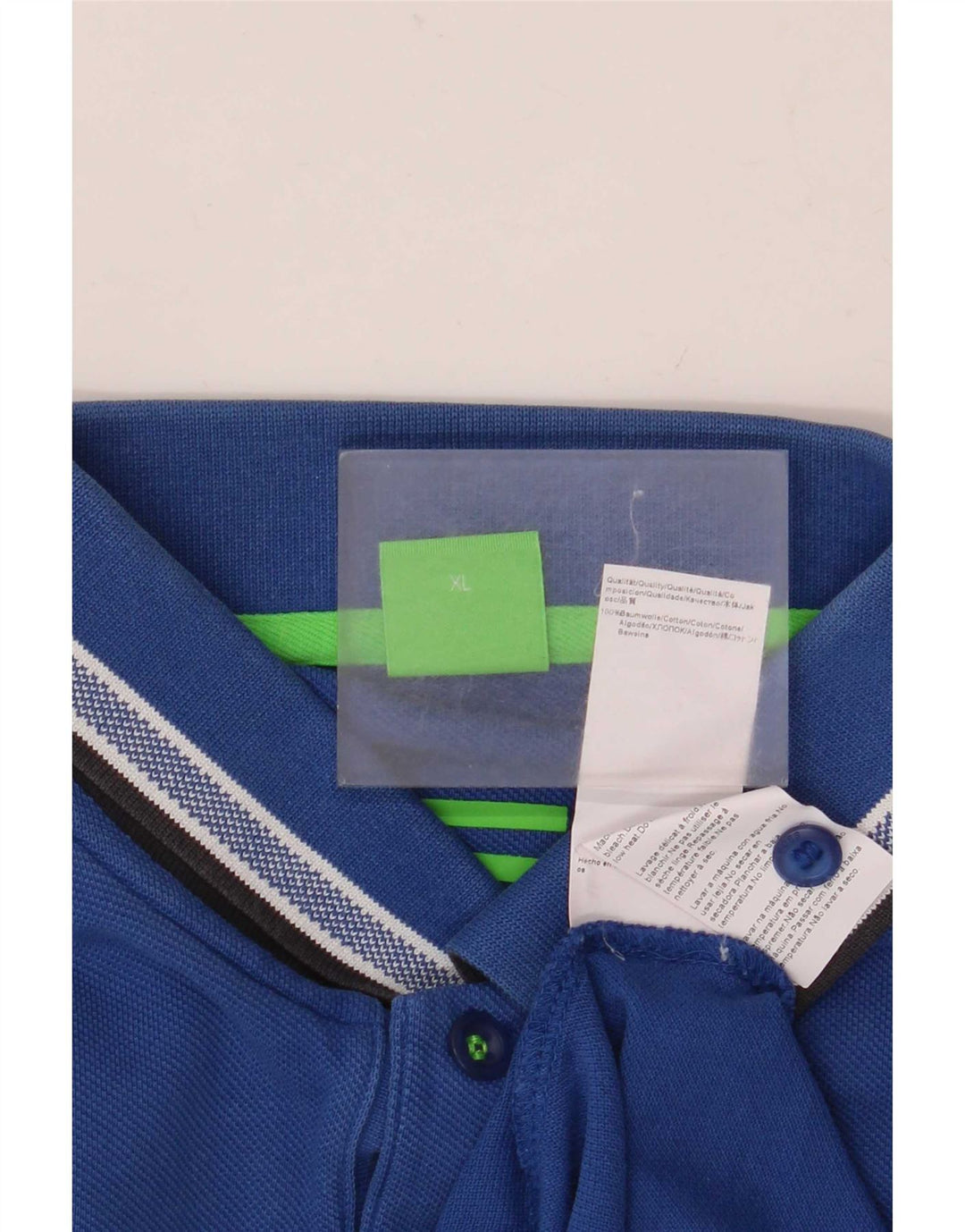 Hugo Boss herre poloshirt XL blå stribet bomuld