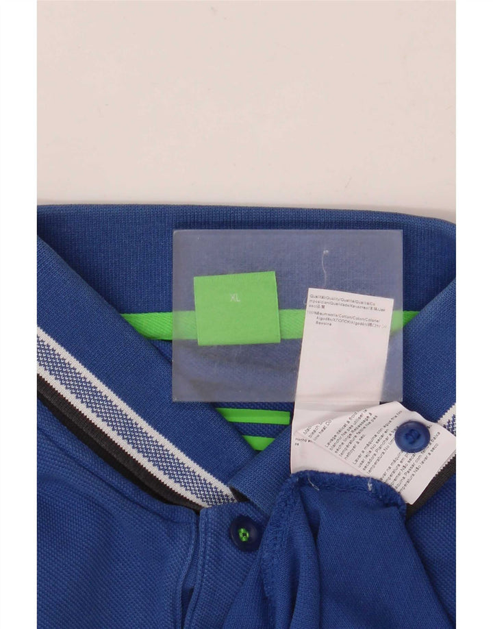 Hugo Boss herre poloshirt XL blå stribet bomuld