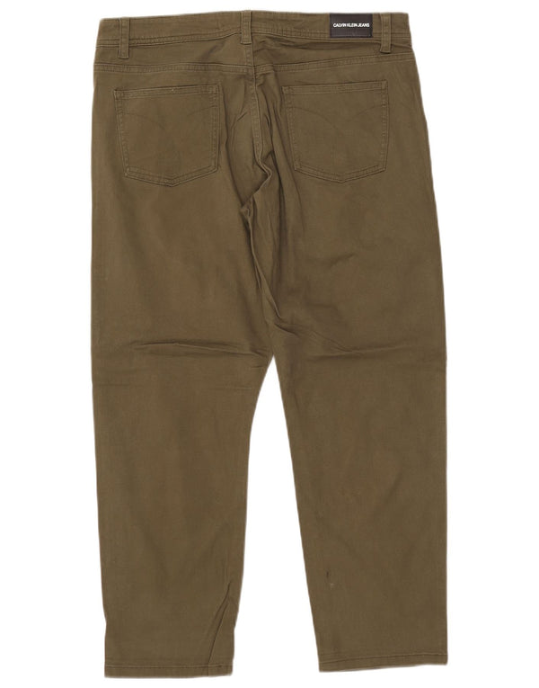 CALVIN KLEIN koniske cropped bukser til kvinder US 12 Large W34 L26 Khaki