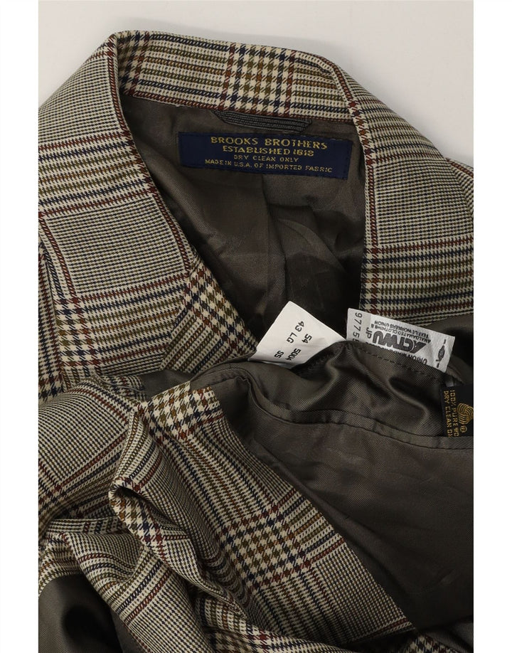 Brooks Brothers Herre 3-knaps blazerjakke IT 54 2XL Grå Houndstooth Uld