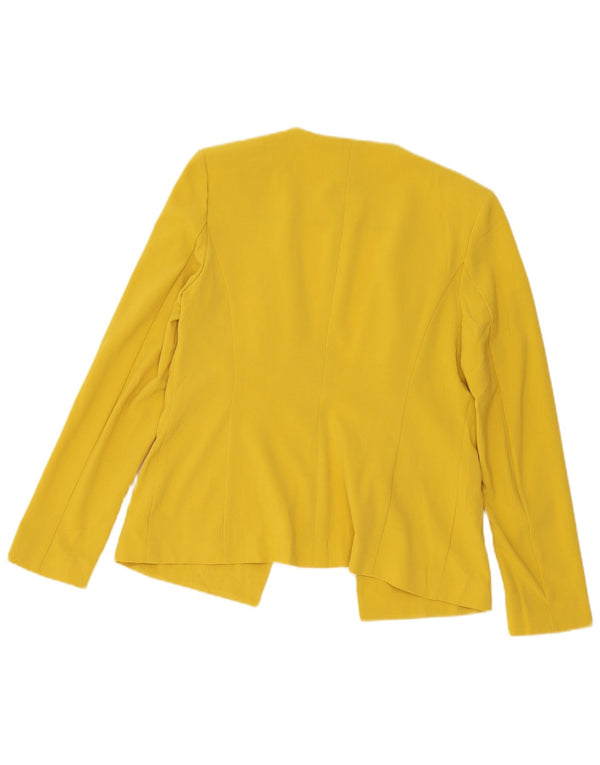 Marks & Spencer Womens Open Blazer Jacket UK 12 Medium Yellow Polyester